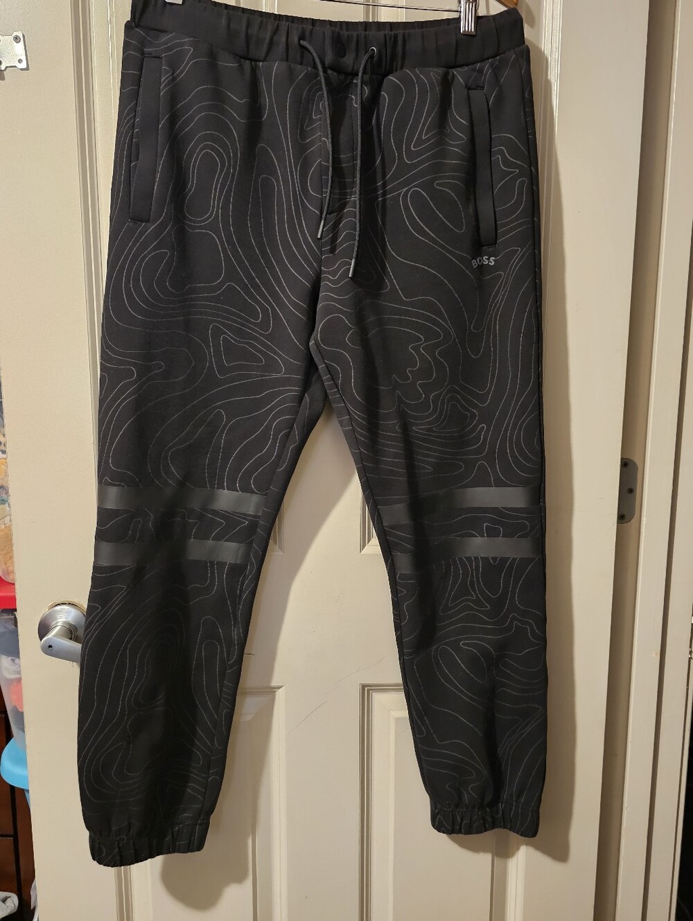 BOSS Black Contour-Print Jogger Sweatpants